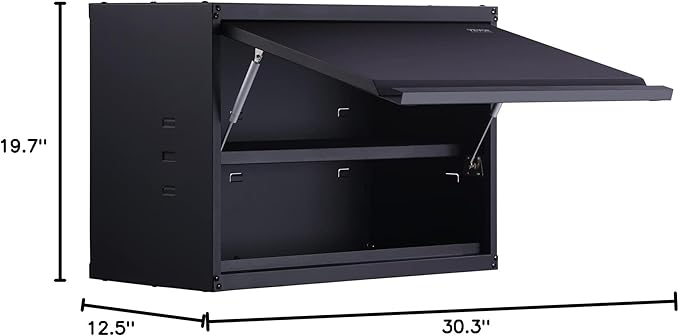 VEVOR Metal Storage Cabinet, 120lbs Load Capacity per Shelf, 20'' Tall Wall-Mounted Powder-Coating Steel Garage Cabinet with Adjustable Shelf, Press to Close & Open Door Perfect for Office Garage Tool