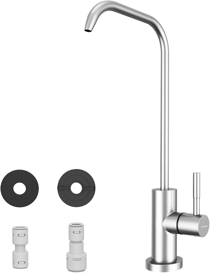 WEWE Drinking Water Faucet, Lead-Free Kitchen Water Filter Faucet for Reverse Osmosis or Water Filtration System, RO Faucet, Brushed Nickel