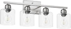 Modern Brushed Nickel 4 Light Bathroom Light Fixtures, 24 inch Vanity Lights for Bathroom with Clear Glass for Mirror Kitchen Living Room Hallway Cabinet Porch