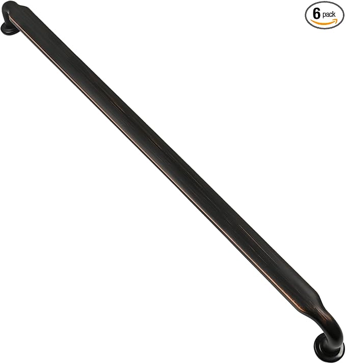 Alzassbg 6 Pack Oil Rubbed Bronze Cabinet Handles, 11-1/3 Inch(288mm) Hole Centers Arch Modern Cabinet Pulls Kitchen Cabinets Hardware for Cabinets and Drawers AL3503ORB