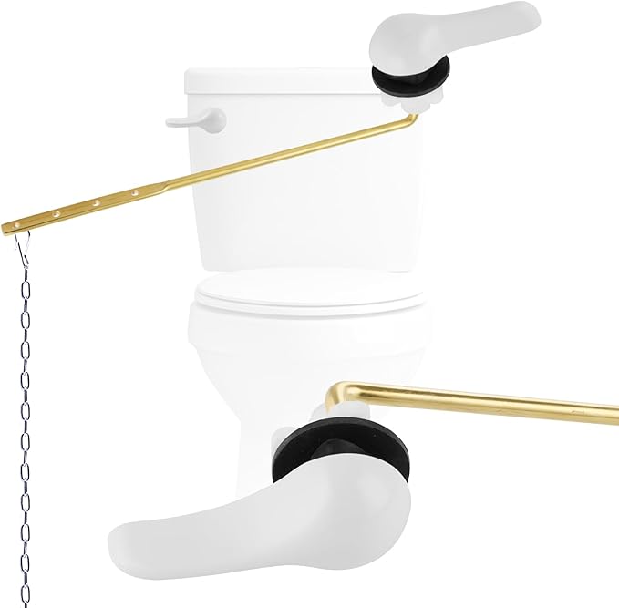 Hygie Rinse Metal Toilet Handle Replacement Kit Universal Front Mount Fit, Toilet Lever Compatible with American Standard/Glacier Bay/Gerber, Toilet Flush Handle with Flapper Chain, Chrome