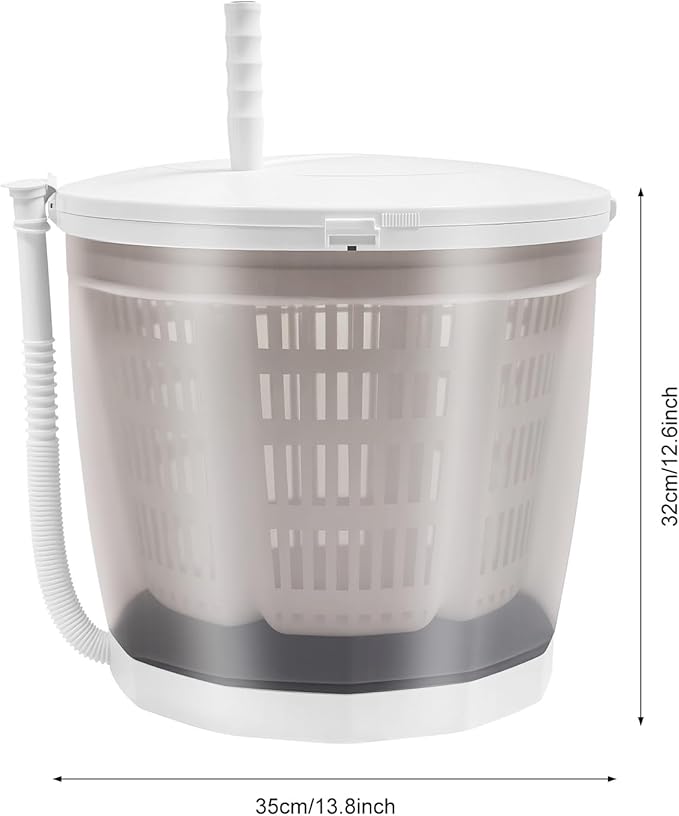 Hand Crank Washing Machine, 2 in 1 Non-Electric Washer Manual Traveling Outdoor Washing Machine Grey Mini Compact Washer Spin Dryer for RV Travel