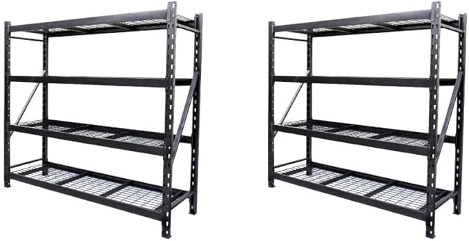 Generic Heavy Duty Member Mark 4-Shelf Industrial Storage Rack in Black, 77"" W x 24"" D x 72"" H (2 PACK)
