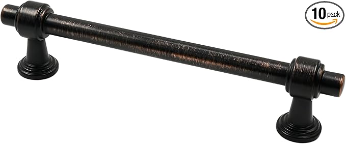 Alzassbg 10 Pack Oil Rubbed Bronze Cabinet Pulls, 5 Inch(128mm) Hole Centers Cabinet Handles Kitchen Hardware Straight Bar for Cabinets and Drawer AL3505ORB