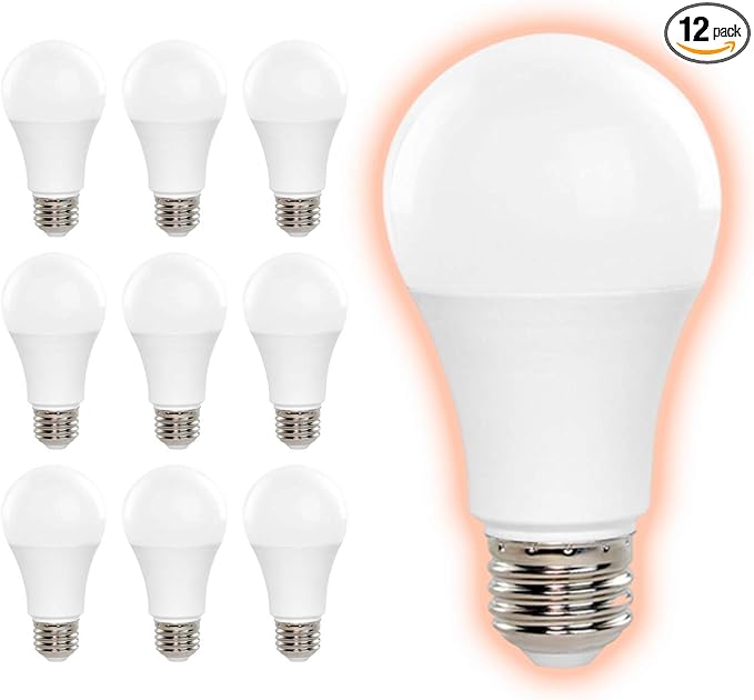 GoodBulb 9.5 Watt Frosted A19 Light Bulbs | LED Restaurant Bulb with E26 Medium Base | 2700K Warm White Light 800 Lumens | Restaurant Light Bulbs | Pack of 12 Bulbs
