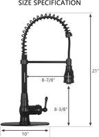 Akicon Pre-Rinse Spring Kitchen Faucet, Single Handle Solid Brass High Arc Pull Down Sprayer Head Kitchen Sink Faucet with Deck Plate