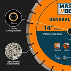 14 inch Diamond Saw Blade for Angle Grinder,Segmented General Purpose Blade Dry/Wet Cutting Blade for Concrete, Paver, Masonry, Terrazzo, Stone, Granite, Block, 1"-7/8" Arbor (3 Pack)