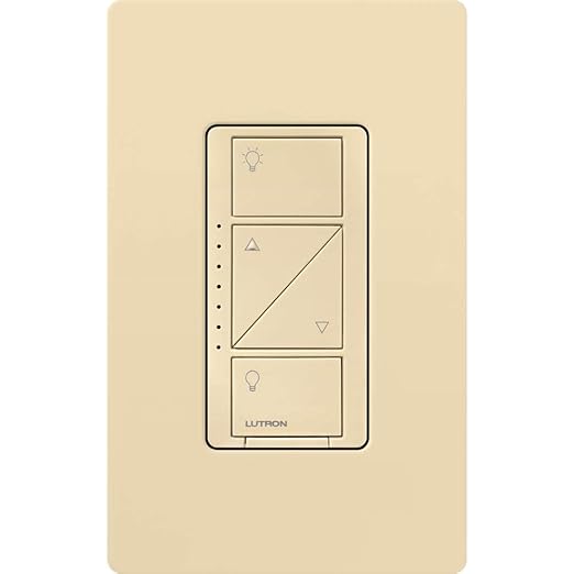 Lutron Caseta Original Smart Dimmer Switch (Lutron Smart Hub Required), for LED Lights, 150 Watt, Single-Pole/3-Way, No Neutral Required, PD-6WCL-IV, Ivory
