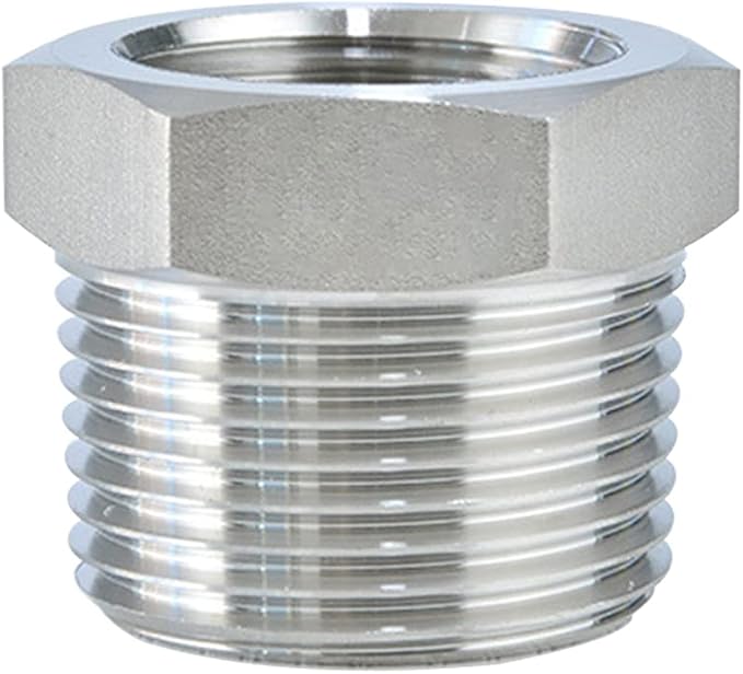 Joywayus Stainless Steel Hex Head Bushing Reducer Pipe Fitting 1/2 NPT Male × 3/8 NPT Female (Pack of 2)