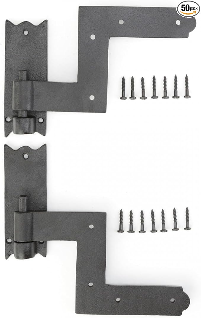 Renovators Supply Manufacturing - Heavy-Duty Black Wrought Iron Shutter Lift Off Pintle Hinges Colonial Pin Reversible for Doors, Window and Shutters with Hardware 6 1/2 Inches, Pack of 50 Pairs