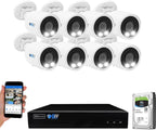 GW Security 8 Channel 12MP NVR 4K AI Face Recognition Human & Vehicle Smart Detection Security Camera System with 8 UHD 8MP 2160P Microphone PoE Outdoor/Indoor Weatherproof IP Security Bullet Camera