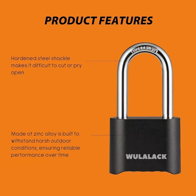 Outdoor Combination Lock, Heavy Duty Weatherproof Pad Locks with Code, Resettable Padlock Combination for Sheds Fence, Gate Hasps, Storage Unit