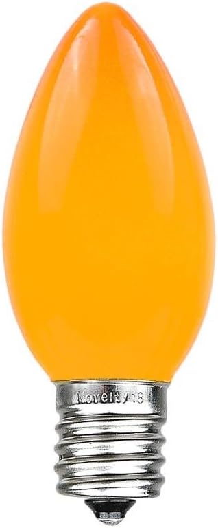 Novelty Lights 25 Pack C9 Ceramic Outdoor Christmas Replacement Bulbs, Orange, E17/C9 Intermediate Base, 7 Watt