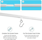 Self Adhesive Ceiling Or Wall Curtain Track 12FT No Drill Rod, No Damage Curtain Track Hangers, Adhesive Curtain Rod For Windows Cabinet Closet Bathroom Shower