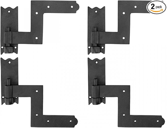 Renovators Supply Manufacturing - Heavy-Duty Black Wrought Iron Shutter Lift Off Pintle Hinges Colonial Pin Reversible for Doors, Window and Shutters with Hardware 6 1/2 Inches, Pack of 2 Pairs
