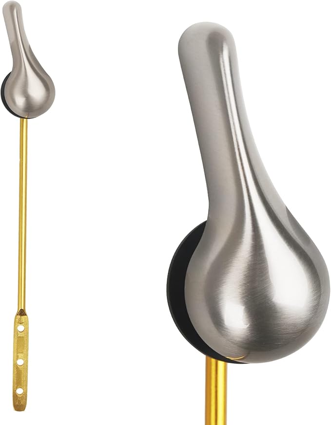Toilet Handle Replacement Kit - Universal Flush Handle with Stainless Steel Flapper Chain and Brushed Nickel Lever