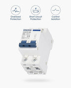 DC Miniature Circuit Breaker, 2 Pole 500V 50 Amp Isolator for Solar PV System, Thermal Magnetic Trip, DIN Rail Mount, Chtaixi DC Disconnect Switch C50