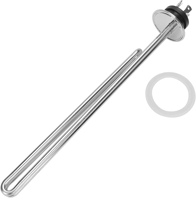 DERNORD 240V 6500W Tri-clamp Foldback Heating Element Stainless Steel Immersion Water Heater with 3-Wire Electrical Locking Plug (2 Inch Tri clamp)