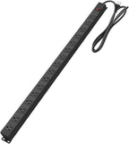 HHSOET Metal Wall Mount Power Strip, 16 Outlets, 3 FT SJT 3/C 14AWG Power Cord, 15A 125V 1875W, Black