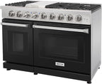 48 Inch Pro-Style Propane Gas Range with 6 Burners & 1 Griddle Cooktop, Double 4.6 cu. ft. and 2.2 cu. ft. Oven, in Stainless Steel - KOS-48RG03MLP (Black)