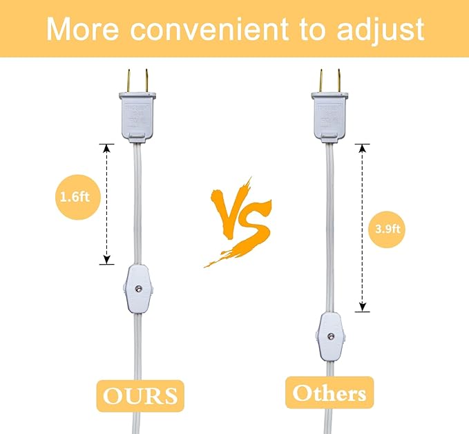 KGC 4 Pack Chainable Accessory Cord with C7 LED Light Bulb, 6 Ft Indoor Blow Mold Light Cord with Male and Female Plugs for Halloween Pumpkins Christmas Village Houses and Craft Projects Decoration