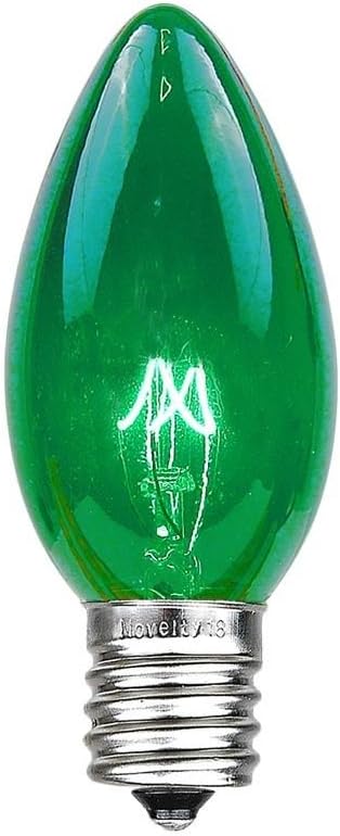 Novelty Lights Incandescent Christmas Replacement Bulbs - Indoor/Outdoor Individual Bulbs for Christmas Tree, Display, & More - C9/E17 Intermediate Base, 7 Watt Lights (Green, 25 Pack)