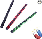 Magnetic Socket Holder Organizer Set: 3-Piece 1/4, 3/8, 1/2 Drive Socket Trays Socket, 360° Swivel Clips Socket Holder Kit, For Automotive Mechanic Garage (Black Red Green)