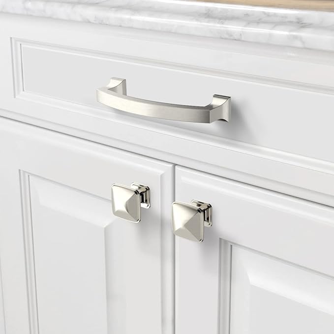 Asidrama 10 Pack 4 Inch(102mm) Hole Centers Kitchen Cabinet Handles, Brushed Satin Nickel Cabinet Pulls Kitchen Cabinet Hardware for Cupboard Drawer Pulls