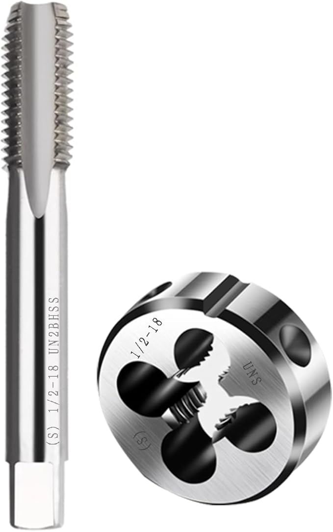 1/2-18 Tap And Die Set, Machine Thread Tap And Round Thread Die Right Hand HSS Taper