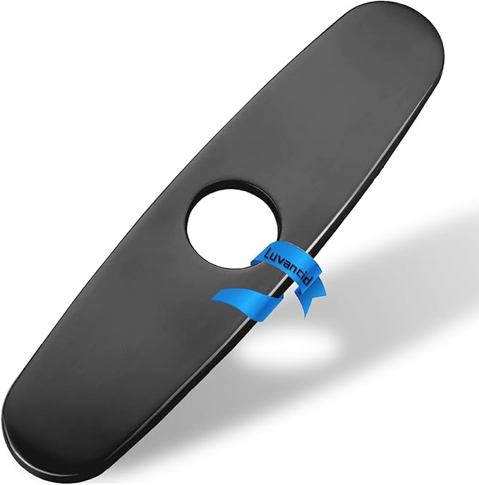 10 Inch Sink Faucet Hole Cover Deck Plate, 304 Stainless Steel Escutcheon Plate for 1 or 3 Hole Kitchen or Bathroom Sink Faucet, Matte Black Finish for Pull Down/Pull Out and Mixer Tap