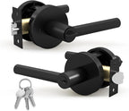 Mega Handles Ronn Entrance Entry Lever Door Handle Heavy Duty Round Locking Lever Set for Left or Right-Handed Doors, Interior/Exterior Door Levers - Matte Black