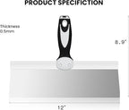 Mister Rui Taping Knife, 12" Drywall Taping Knife, Stainless Steel Taping Knife, Drywall Skimming Blade, Plastering Spatula Tools, Plastering Tool, Soft Grip Handle for Drywall Joint Taping