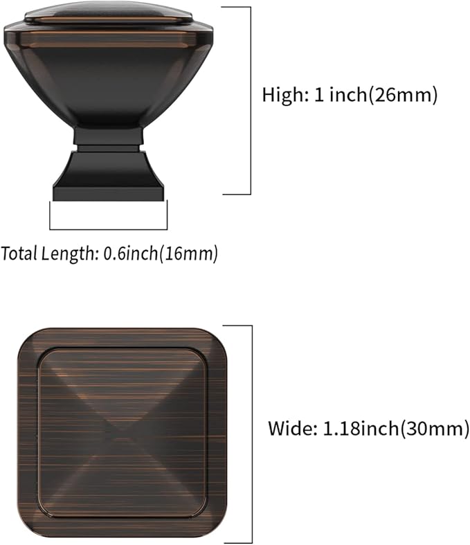 10 Pack Oil Rubbed Bronze Cabinet Knobs Kitchen Cabinet Knobs for Dresser Brushed Bronze Hardware Drawer Pulls Cupboard