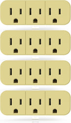 ELEGRP 2 to 3 Prong Grounded Triple Outlet Extender, 2-Prong to 3-Prong Adapter Converters for Wall Outlets, Portable Polarized Wall Plug Splitter with 3 AC Outlets, ETL Listed, 4 Pack