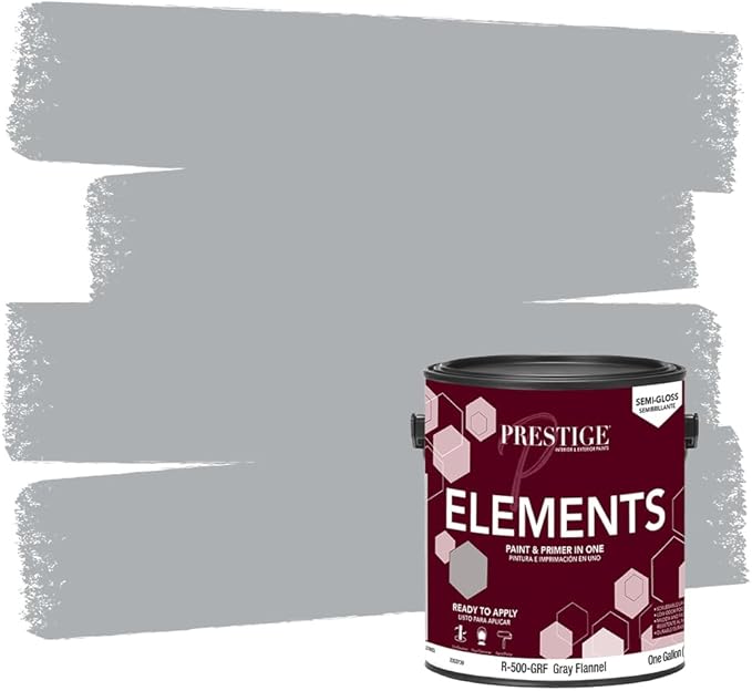 PRESTIGE Paints Elements Interior Paint and Primer in One, Semi-Gloss, 1 Gallon, Gray Flannel