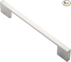 Alzassbg 5 Pack Brushed Satin Nickel Cabinet Pulls, 5 Inch(128mm) Hole Centers Rectangle Cabinet Handles Kitchen Pulls for Drawers and Cabinets AL3051SN