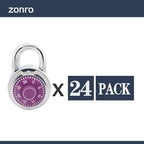 ZonRo Locks Combination Padlock, Fixed Dial Combination Padlock 24 Pack,3 Digit Code Standard Dial Combination, 2 in Wide. 3 in Height,Purple Turntable, Lock for Gym & Locker, School, Toolbox