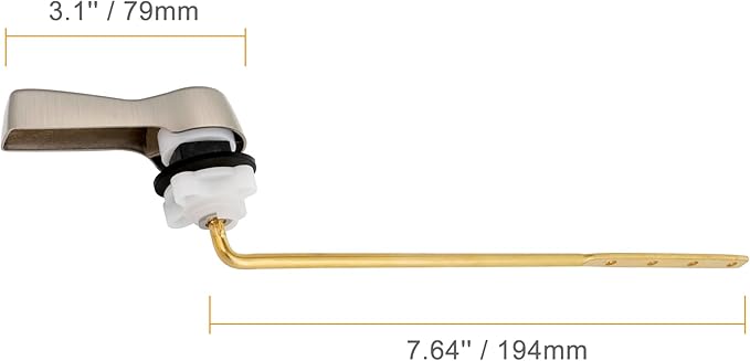 Hibbent Universal Metal Front Mount Toilet Handle Replacement Kit, Brass Toilet Flush Tank Lever with Stainless Steel Flapper Chains for Most Toilets, Brushed Nickel Finish