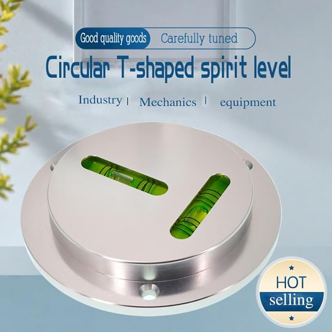 Metal flange circular horizontal bubble T-shaped XY axis bidirectional level, 90mm diameter metal level with mounting hole (Acrylic foam)