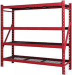 Heavy Duty Member Mark 4-Shelf Industrial Storage Rack, 77" W x 24" D x 72" H (Red, 3 Pack)