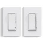 ELEGRP Dimmer Light Switch for 300W Dimmable LED/CFL Lights and 600W INC/HAL Bulbs, Single Pole/3-Way LED Slide Dimmer Light Switch, Wall Plate Included, UL Listed, 2 Pack, White