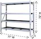 Heavy Duty Member Mark 4-Shelf Industrial Storage Rack, 77" W x 24" D x 72" H (Granite, 1 Pack)