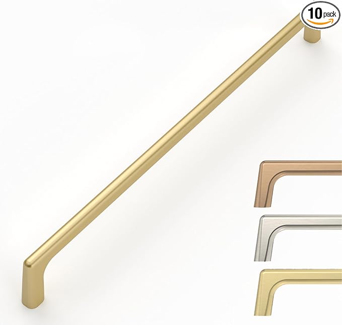 10 Pack 10 Inch Gold Cabinet Handles - Kitchen Hardware Pulls for Cabinets