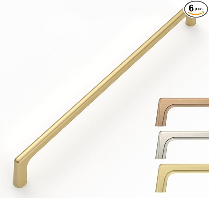 6 Pack 12.6 Inch Long Gold Cabinet Pulls and Handles for Kitchen and Wardrobe