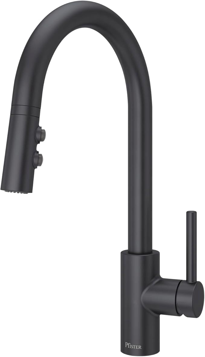 Pfister Stellen Kitchen Faucet with Pull Down Sprayer, Single Handle, High Arc, Matte Black Finish, LG529SAB