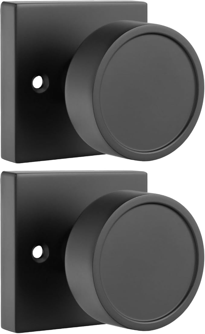 Haidms Matte Black Dummy Door Knobs, Half No-Turning Dummy Knob for Closet Doors, Zinc-Alloy Single-Sided Door Locks (2 Pieces/1 Pair)