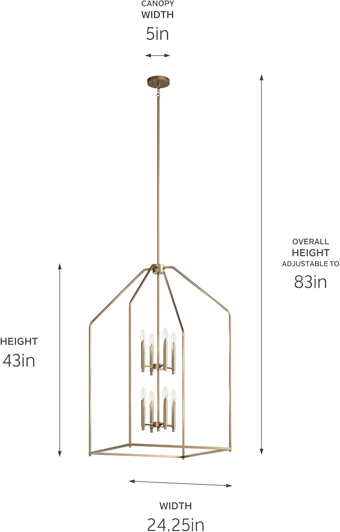 Kichler Madden 43" 8 XL Light Foyer Pendant in Champagne Bronze, Soft Modern Fixture, for Foyer, Over Large or Dining Room Table, (43" x 24.25"), 52724CPZ