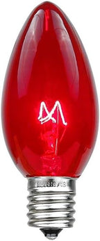 Novelty Lights Incandescent Replacement Bulbs - Outdoor Individual Bulbs for Events, Holiday Parties, Patios, and More - C7/E12 Candelabra Base, 5 Watt Lights (Red, 25 Pack)