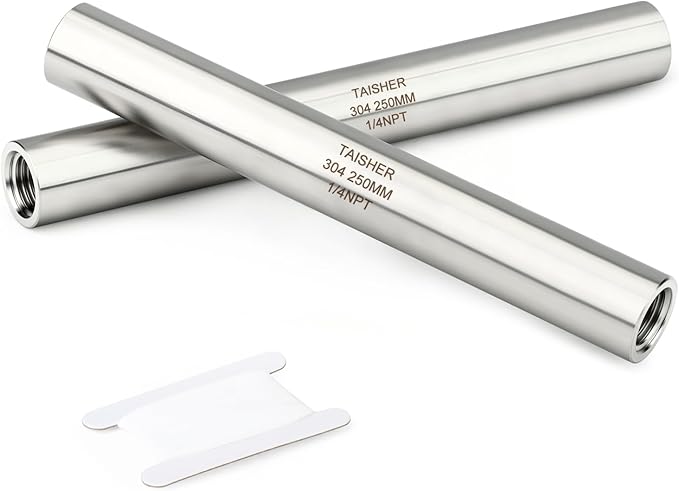 TAISHER 2PCS Stainless Steel Pipe Fittings, 1/4" NPT Female x 1/4" NPT Female Threaded, 10" Length Thickened Nipple Cast Pipe