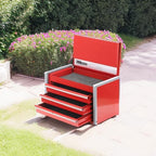 P.I.T. Mini Red Tool Box, Portable 3 Drawer Steel Stackable Tool Box with Magnetic Tab Locking, Red Micro Top Chest with Liner for Tools Storage and Organizers, Home DIY